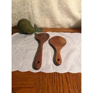 Mid Century Modern Wood Salad Servers